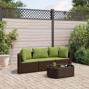Vidaxl 4-delige loungeset met kussens poly rattan bruin
