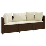 Vidaxl 3-delige loungeset met kussens poly rattan bruin