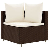 Vidaxl 3-delige loungeset met kussens poly rattan bruin