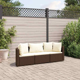 Vidaxl 3-delige loungeset met kussens poly rattan bruin