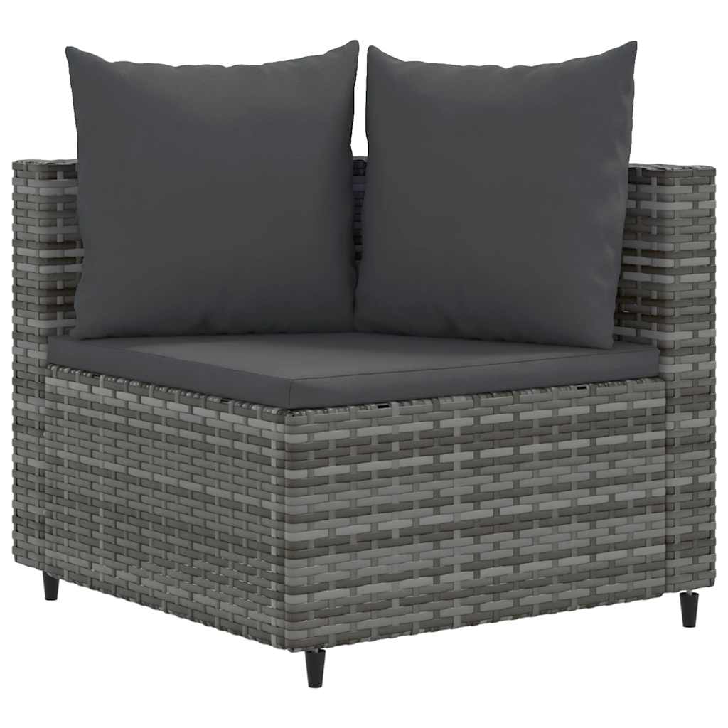 Vidaxl 3-delige loungeset met kussens poly rattan grijs