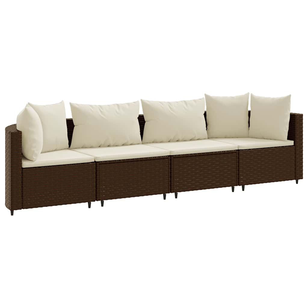 Vidaxl 4-delige loungeset met kussens poly rattan bruin