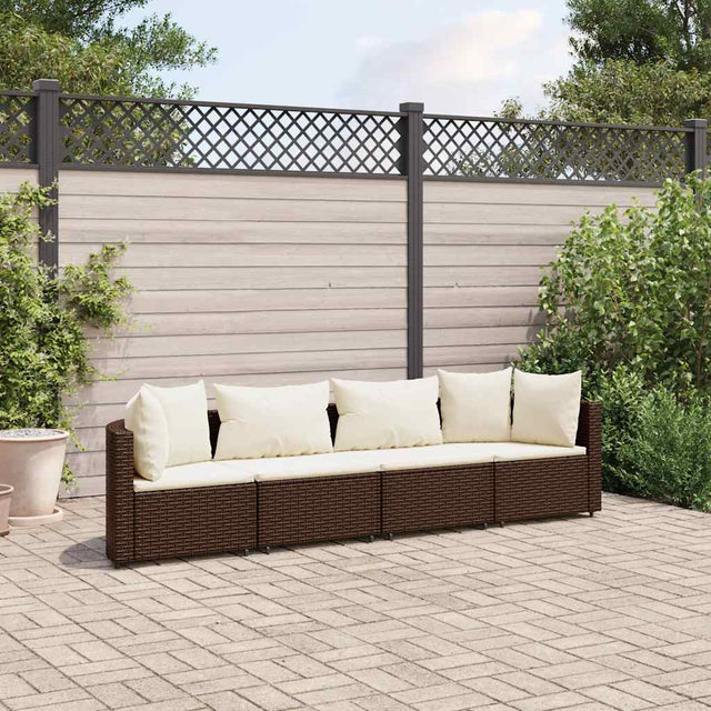 Vidaxl 4-delige loungeset met kussens poly rattan bruin