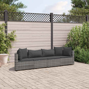 Vidaxl 4-delige loungeset met kussens poly rattan grijs