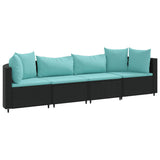 Vidaxl 4-delige loungeset met kussens poly rattan zwart