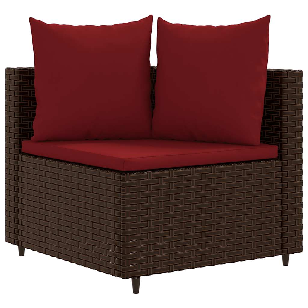 Vidaxl 4-delige loungeset met kussens poly rattan bruin