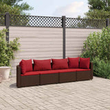 Vidaxl 4-delige loungeset met kussens poly rattan bruin