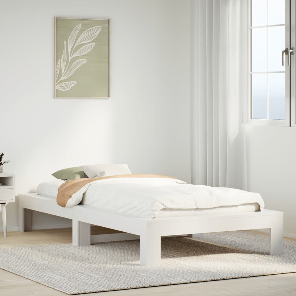 Vidaxl bedframe zonder matras massief grenenhout wit 90x200 cm