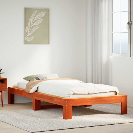 Vidaxl bedframe zonder matras massief grenenhout wasbruin 75x190 cm