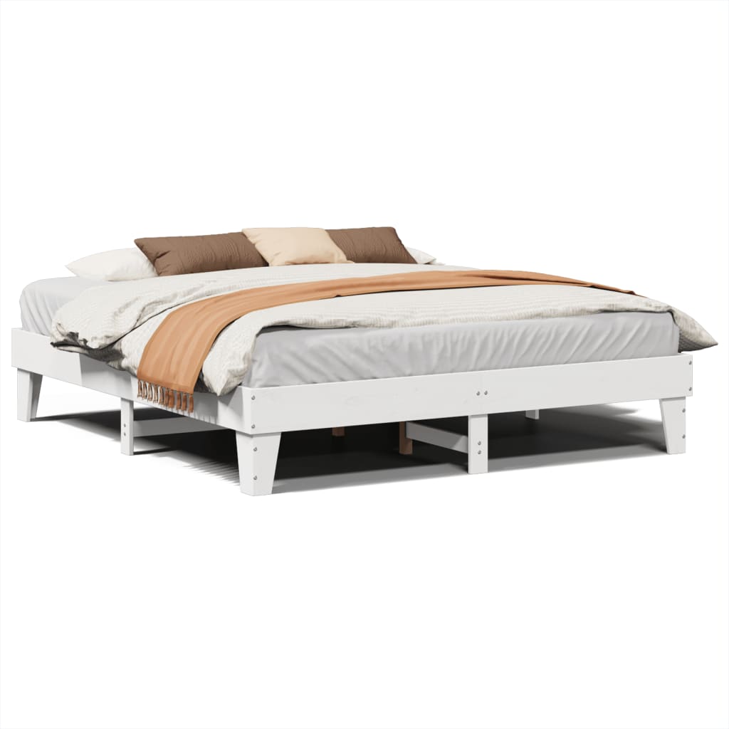 Vidaxl bedframe zonder matras massief grenenhout wit 200x200 cm