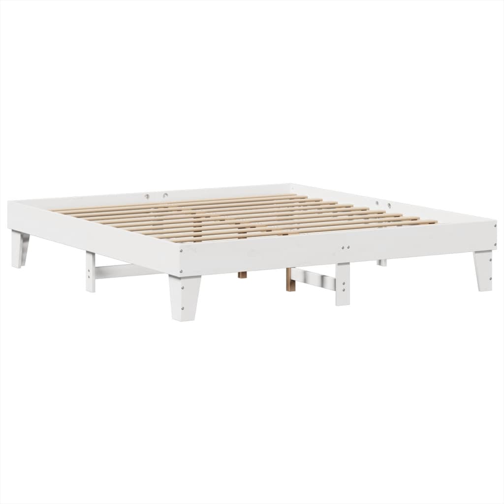 Vidaxl bedframe zonder matras massief grenenhout wit 200x200 cm