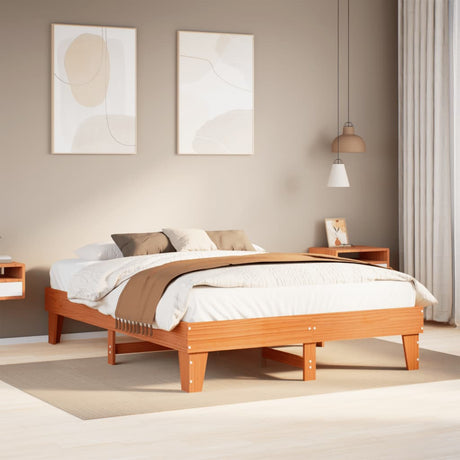 Vidaxl bedframe zonder matras massief grenenhout wasbruin 150x200 cm