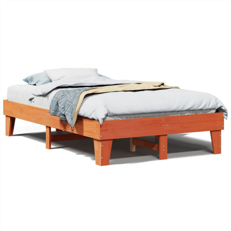 Vidaxl bedframe zonder matras massief grenenhout wasbruin 120x200 cm