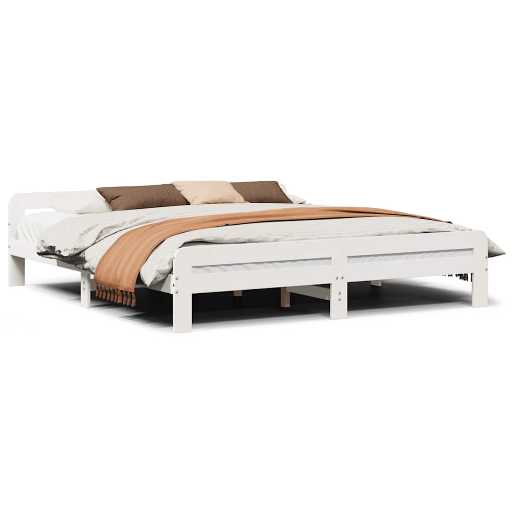 Vidaxl bedframe zonder matras massief grenenhout wit 180x200 cm