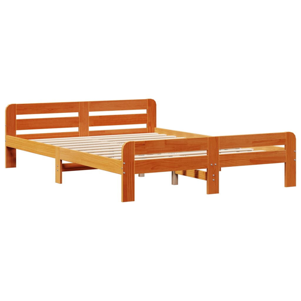 Vidaxl bedframe zonder matras massief grenenhout wasbruin 150x200 cm