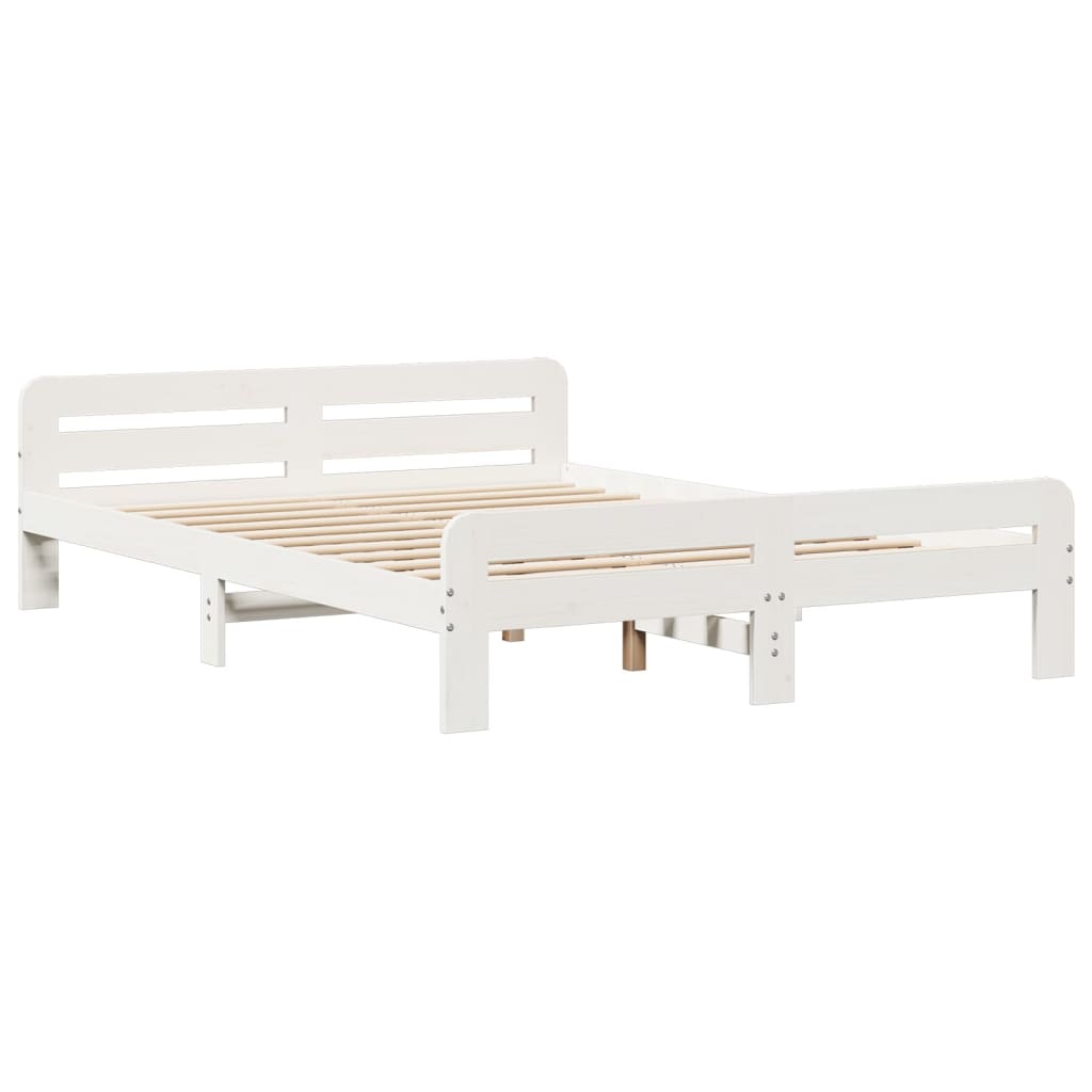 Vidaxl bedframe zonder matras massief grenenhout wit 140x190 cm
