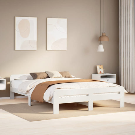 Vidaxl bedframe zonder matras massief grenenhout wit 140x190 cm