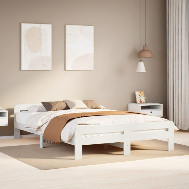 Vidaxl bedframe zonder matras massief grenenhout wit 140x190 cm
