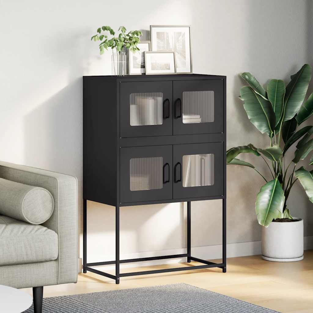 Vidaxl hoge kast 68x39x107 cm staal zwart