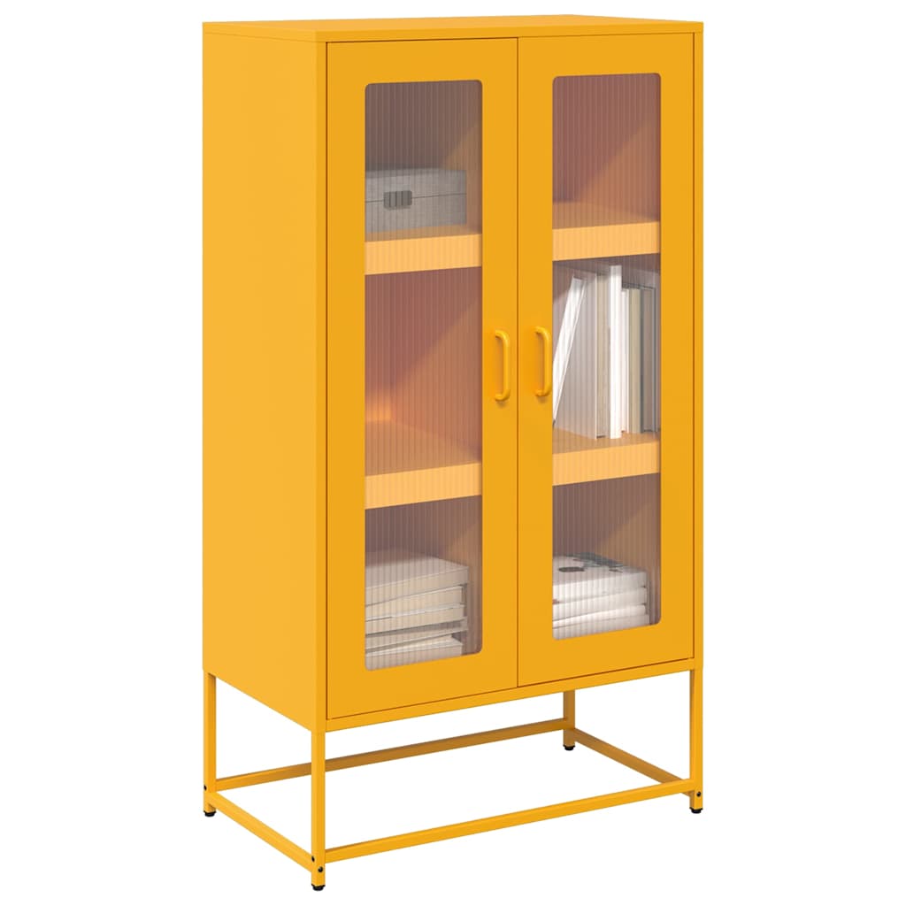 Vidaxl hoge kast 68x39x123 cm staal mosterdgeel