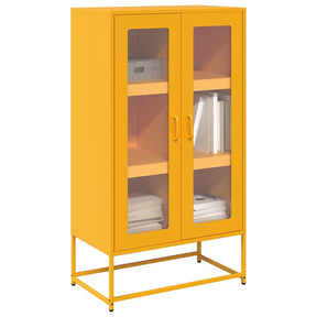 Vidaxl hoge kast 68x39x123 cm staal mosterdgeel