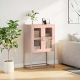 Vidaxl hoge kast 68x39x107 cm staal roze