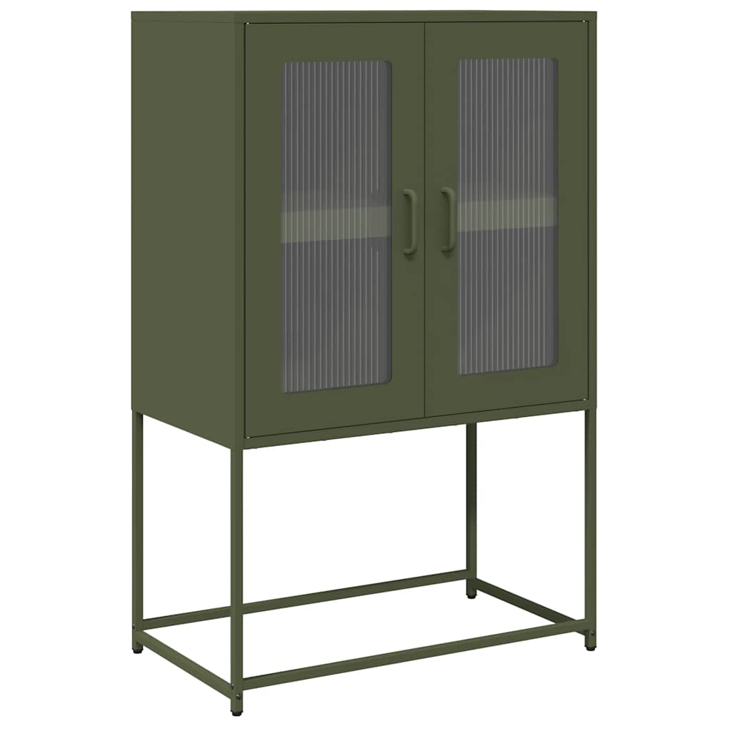 Vidaxl hoge kast 68x39x107 cm staal olijfgroen