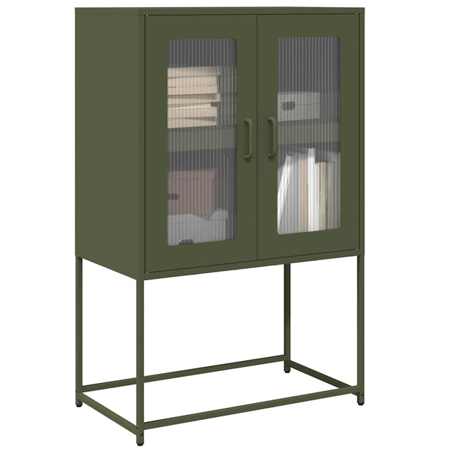 Vidaxl hoge kast 68x39x107 cm staal olijfgroen