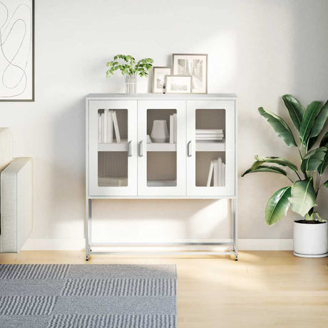 Vidaxl dressoir 100,5x39x107 cm koudgewalst staal wit