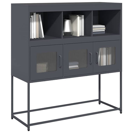 Vidaxl dressoir 100,5x39x107 cm koudgewalst staal antracietkleurig