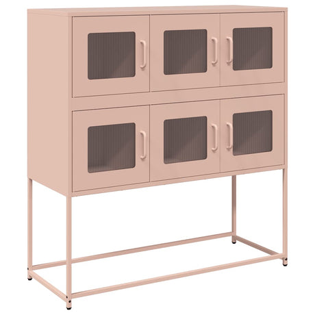 Vidaxl dressoir 100,5x39x107 cm koudgewalst staal roze