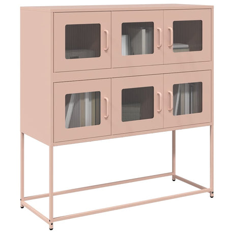 Vidaxl dressoir 100,5x39x107 cm koudgewalst staal roze