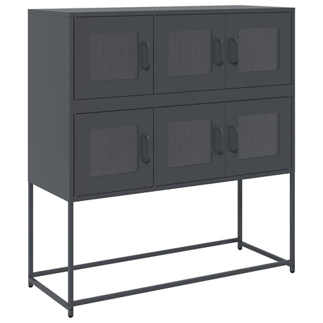 Vidaxl dressoir 100,5x39x107 cm koudgewalst staal antracietkleurig