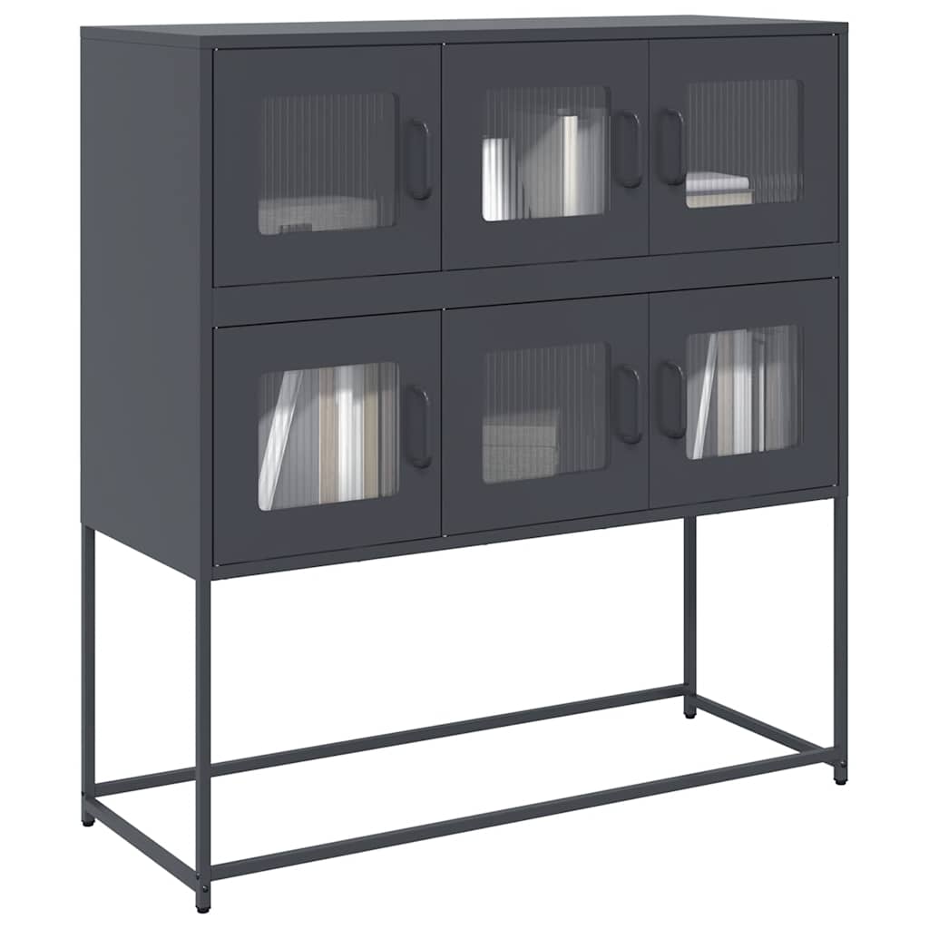 Vidaxl dressoir 100,5x39x107 cm koudgewalst staal antracietkleurig