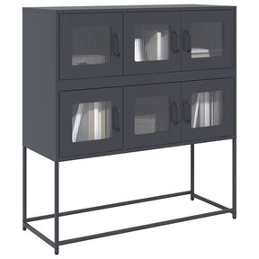 Vidaxl dressoir 100,5x39x107 cm koudgewalst staal antracietkleurig