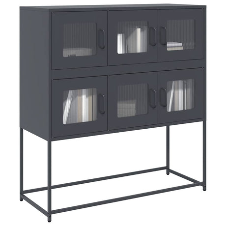 Vidaxl dressoir 100,5x39x107 cm koudgewalst staal antracietkleurig
