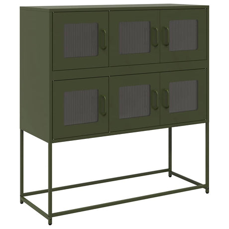 Vidaxl dressoir 100,5x39x107 cm koudgewalst staal olijfgroen