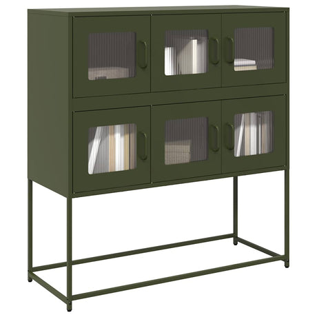 Vidaxl dressoir 100,5x39x107 cm koudgewalst staal olijfgroen