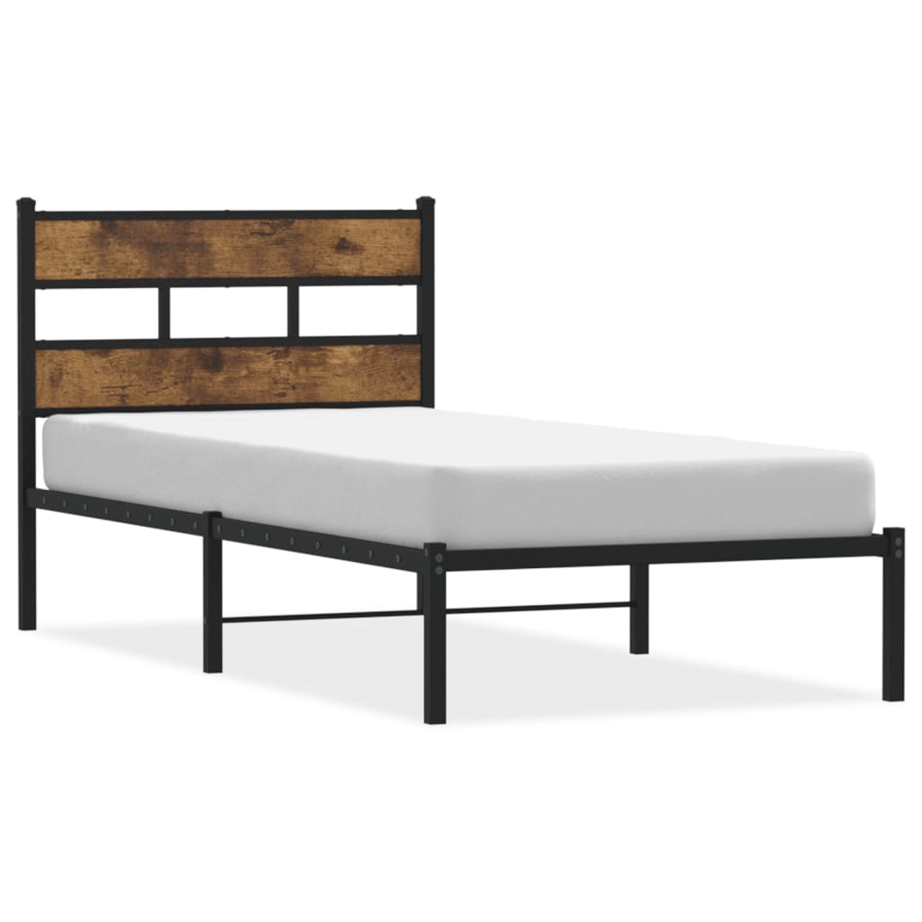 Vidaxl bedframe zonder matras metaal gerookt eikenkleurig 90x190 cm