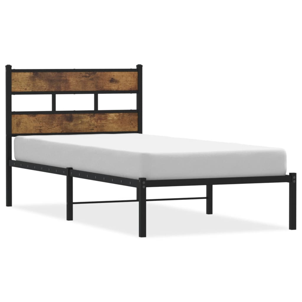 Vidaxl bedframe zonder matras metaal gerookt eikenkleurig 100x200 cm