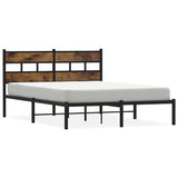 Vidaxl bedframe zonder matras metaal gerookt eikenkleurig 135x190 cm