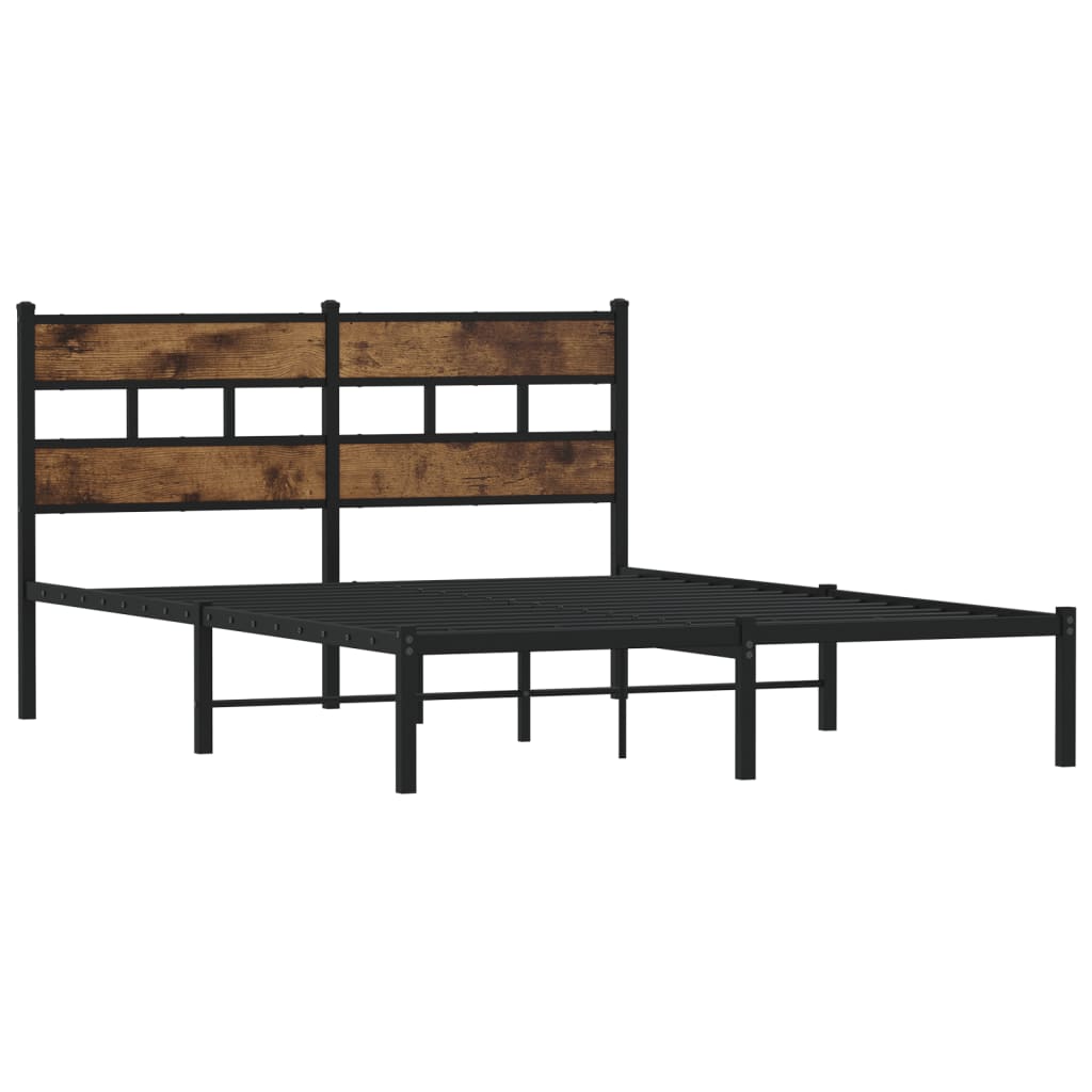 Vidaxl bedframe zonder matras metaal gerookt eikenkleurig 140x200 cm