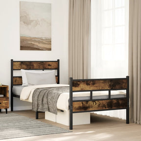 Vidaxl bedframe zonder matras metaal gerookt eikenkleurig 90x200 cm