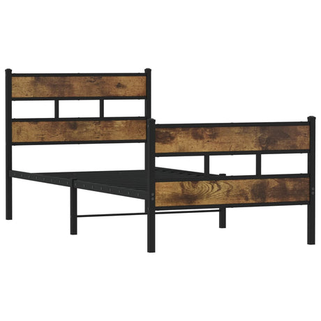 Vidaxl bedframe zonder matras metaal gerookt eikenkleurig 100x200 cm