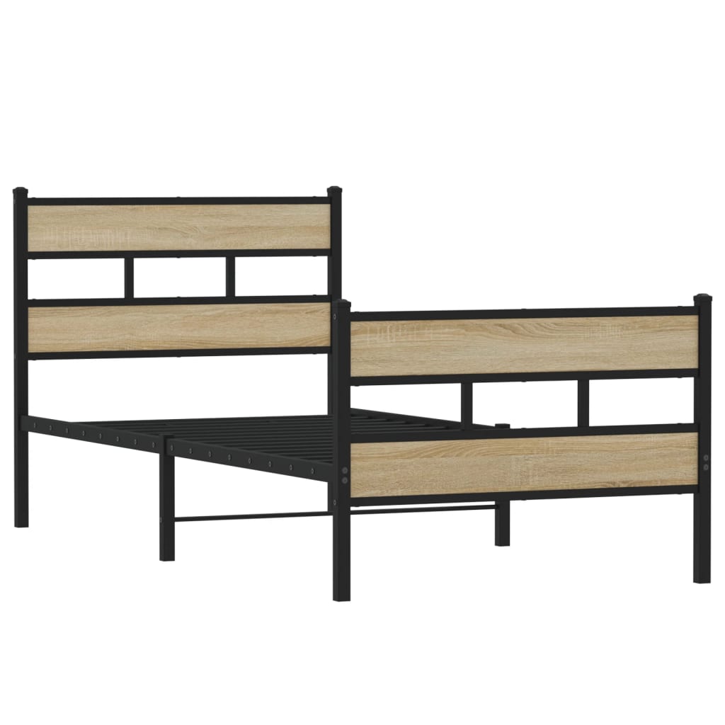 Vidaxl bedframe zonder matras metaal sonoma eikenkleurig 90x190 cm