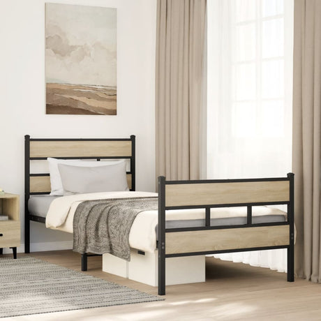 Vidaxl bedframe zonder matras metaal sonoma eikenkleur 90x200 cm