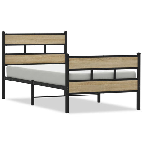 Vidaxl bedframe zonder matras metaal sonoma eikenkleurig 107x203 cm