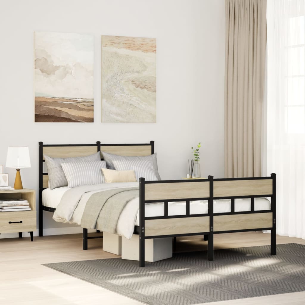 Vidaxl bedframe zonder matras metaal sonoma eikenkleurig 120x190 cm