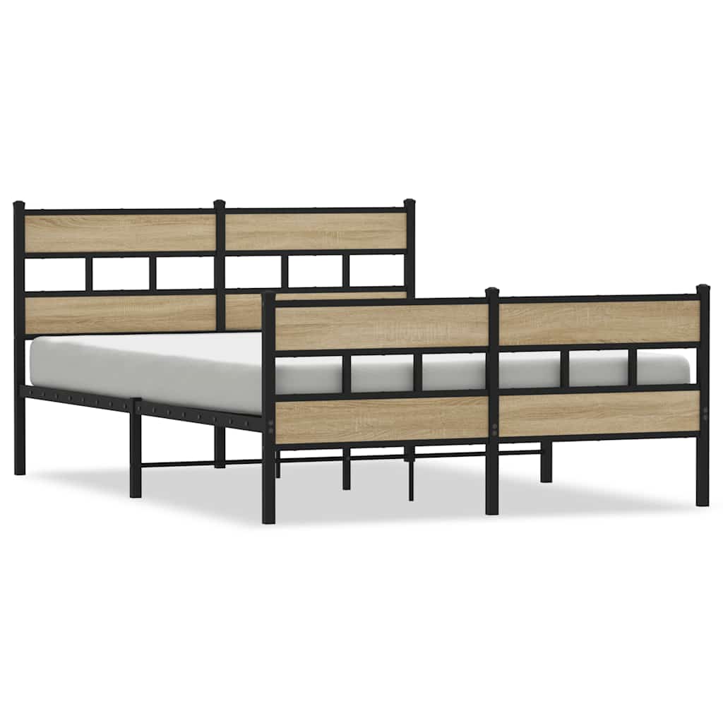 Vidaxl bedframe zonder matras metaal sonoma eikenkleurig 140x190 cm