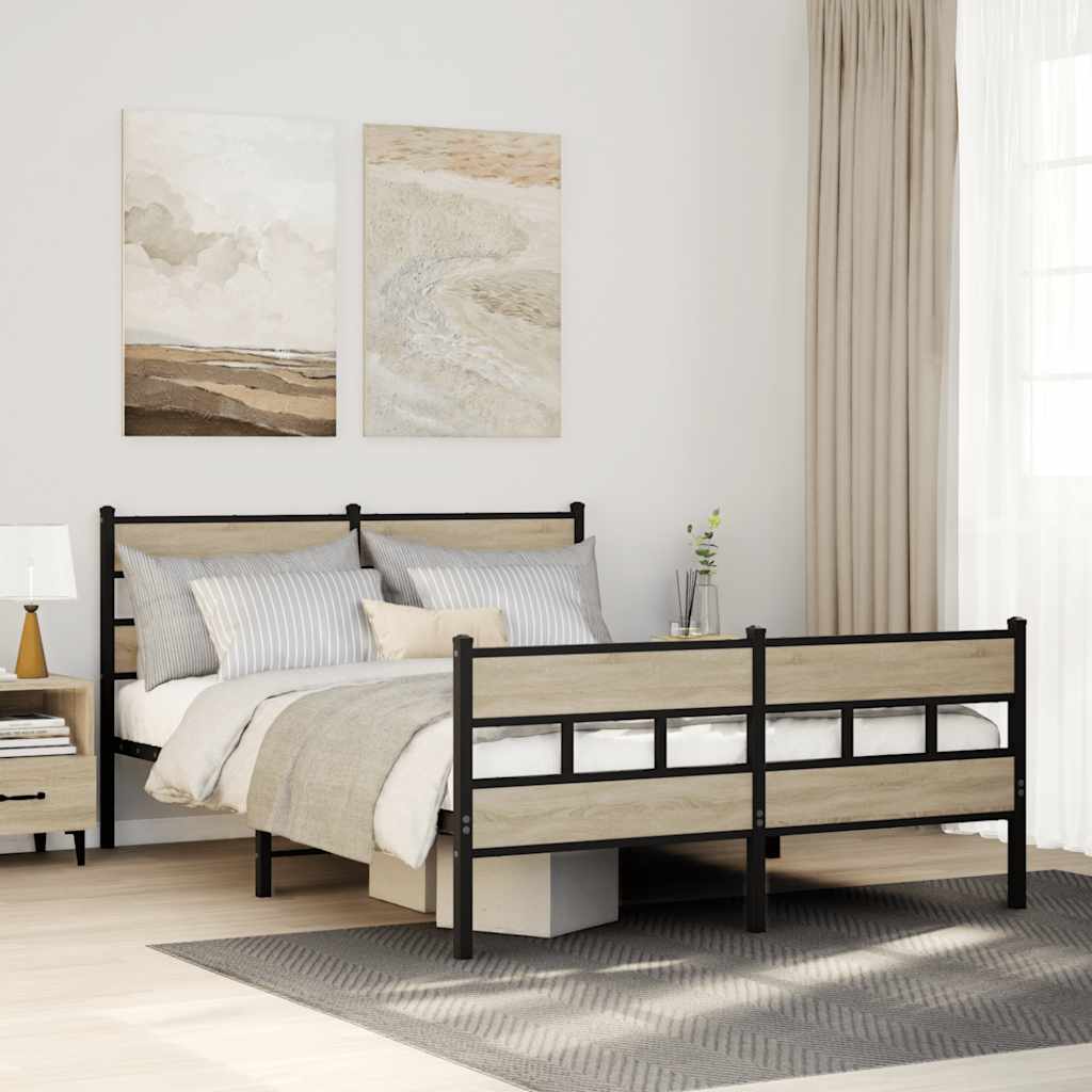 Vidaxl bedframe zonder matras metaal sonoma eikenkleurig 140x190 cm